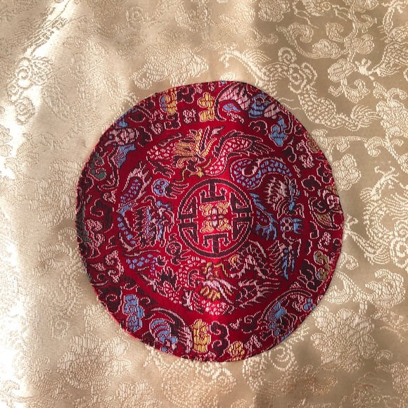 Set of 2 - 16in Square Chinese Style Gold Red Brocade Pillow Covers - Picture 15 of 16